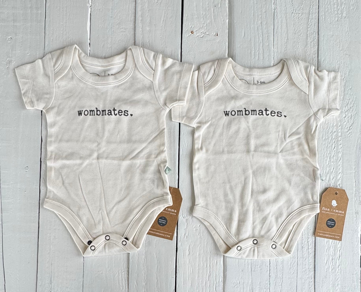 Finn + Emma Wombmates Onesies - 3-6M