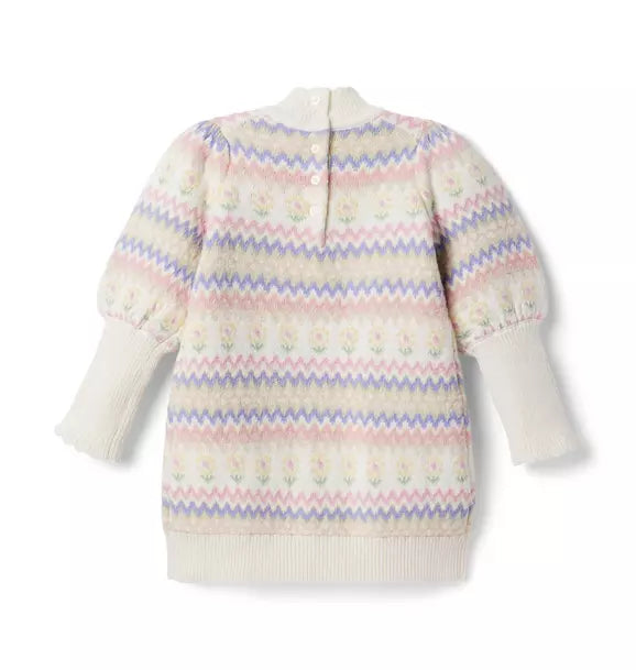 Janie and Jack Cream and Sugar Fair Isle Sweater Dress - 4T