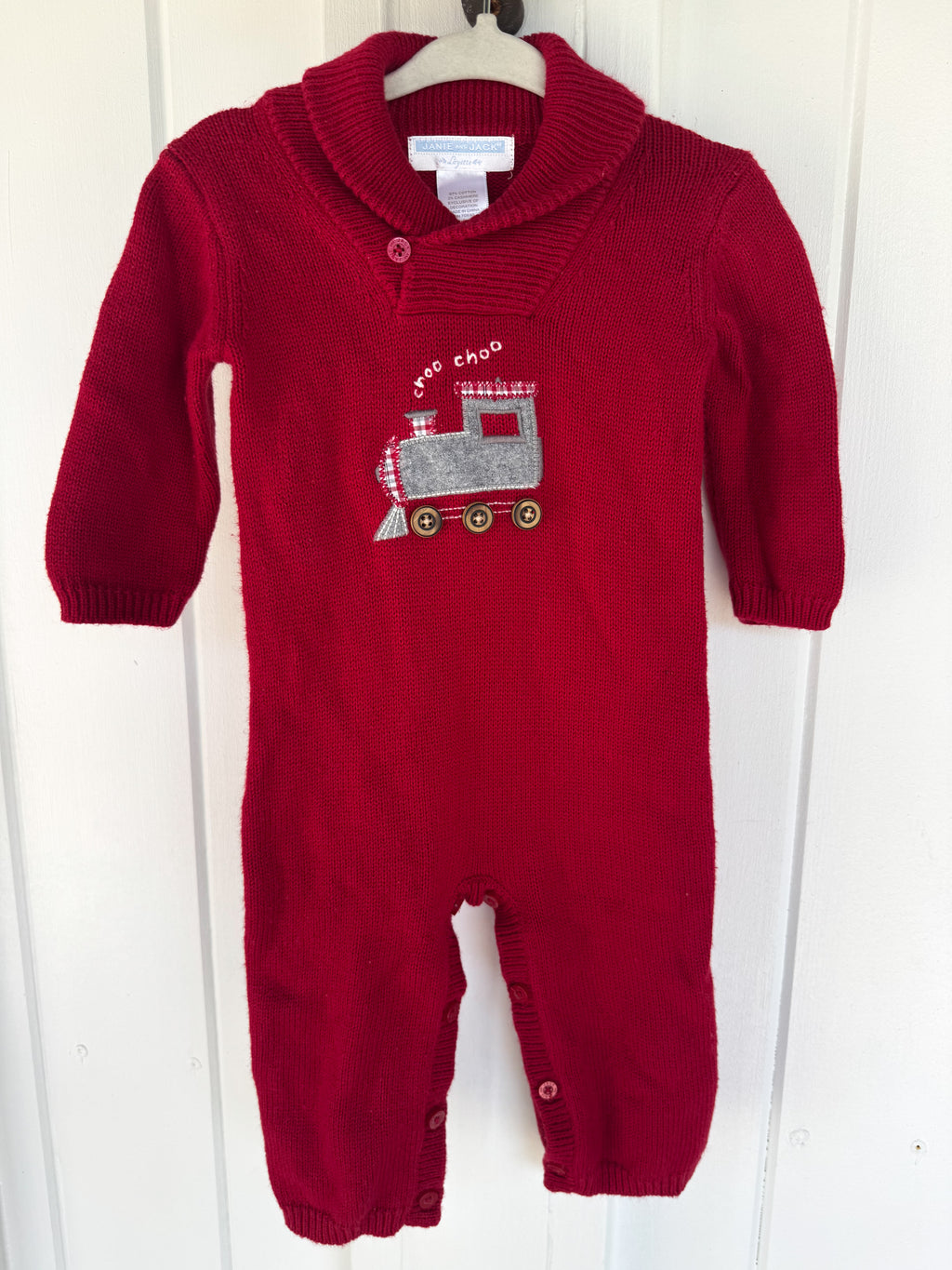 Janie & Jack Layette Red Sweater Romper - 3-6M