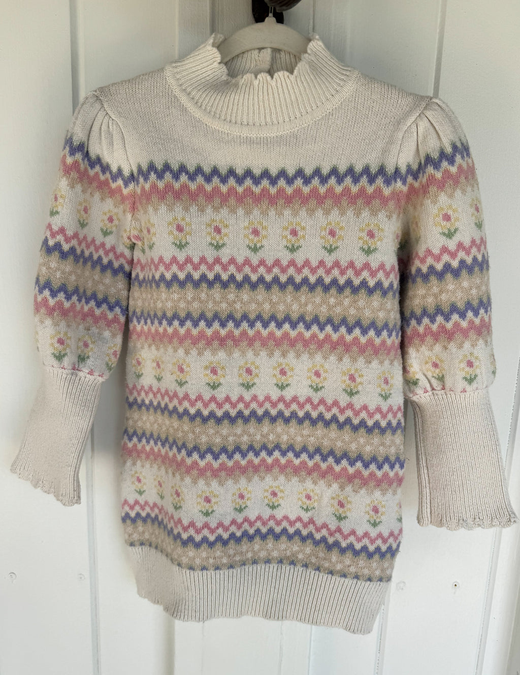 Janie and Jack Cream and Sugar Fair Isle Sweater Dress - 4T