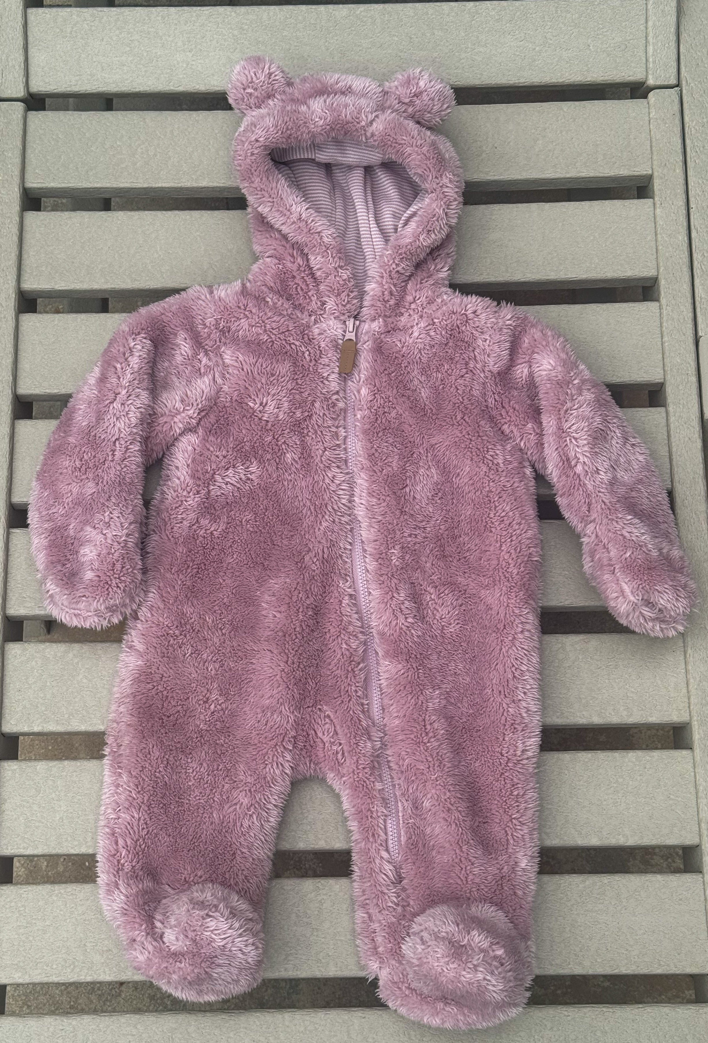 Carters Fuzzy Hooded Jumpsuit - 3M