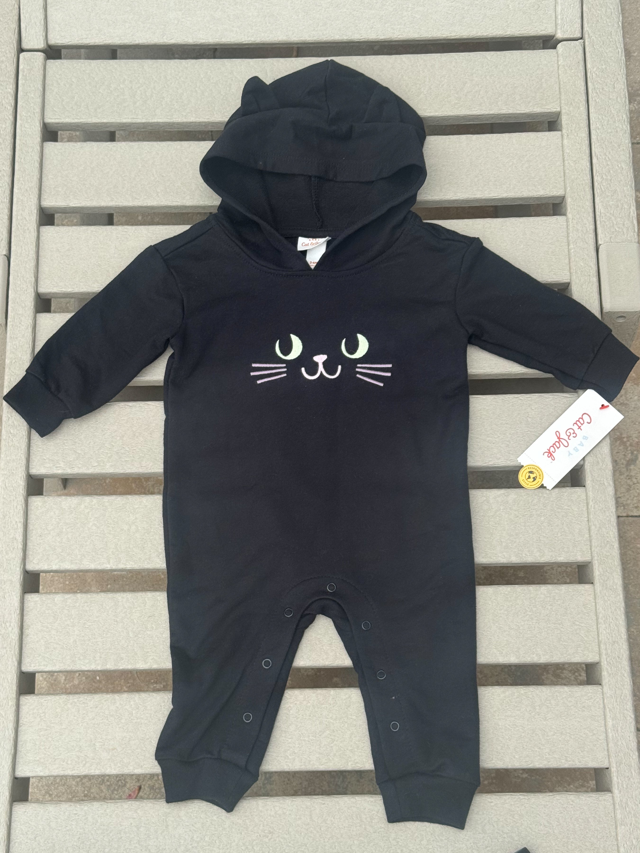 Cat & Jack Black Cat Jumpsuit - 3-6M