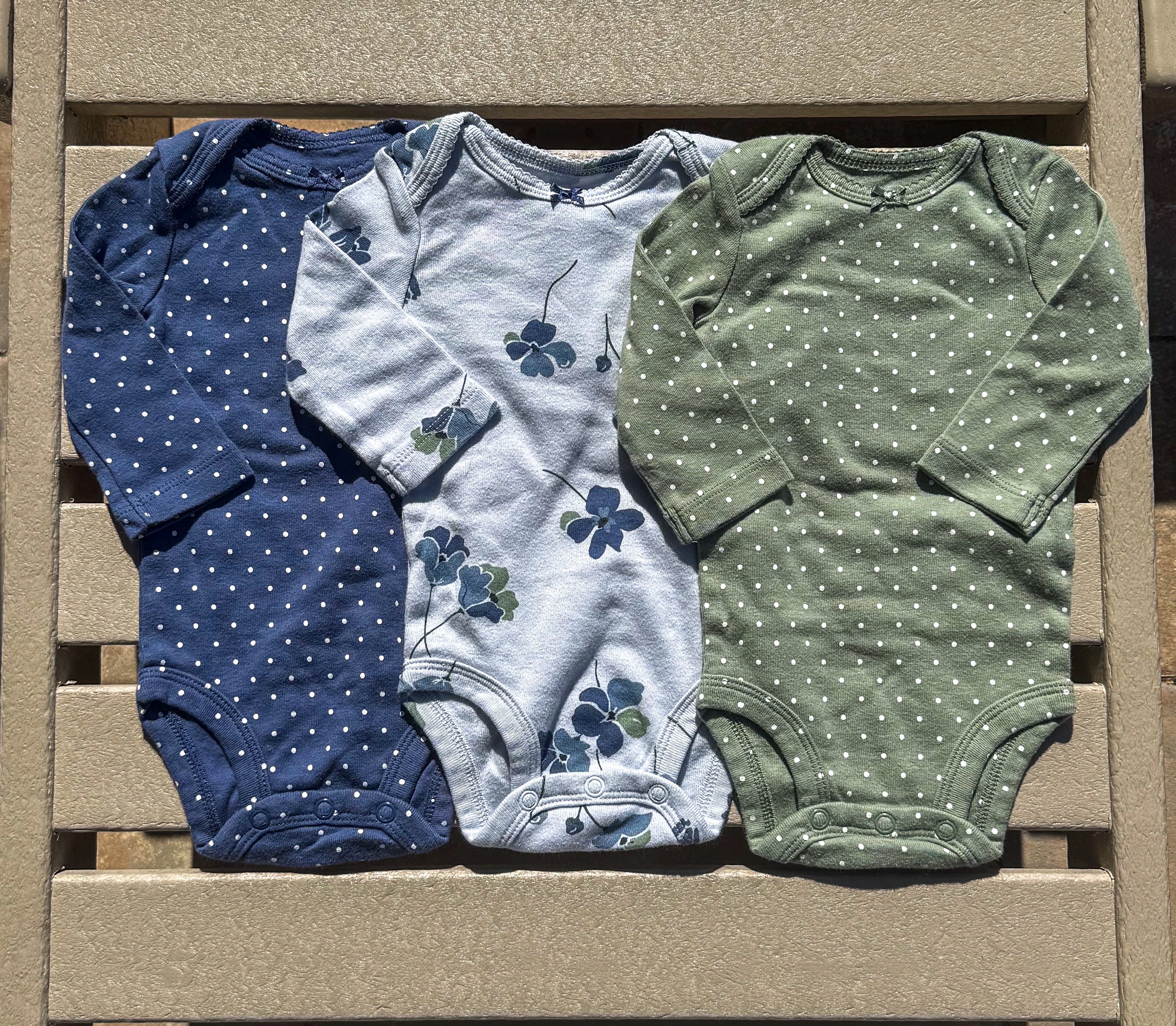 3 Carters Long Sleeve Onesies - 3M