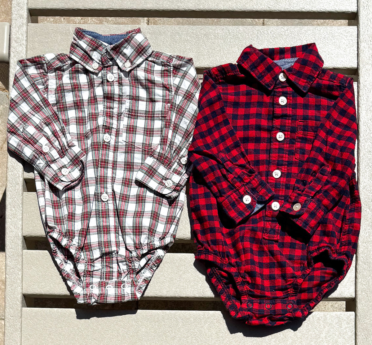 2 Button Down Onesies - 6M