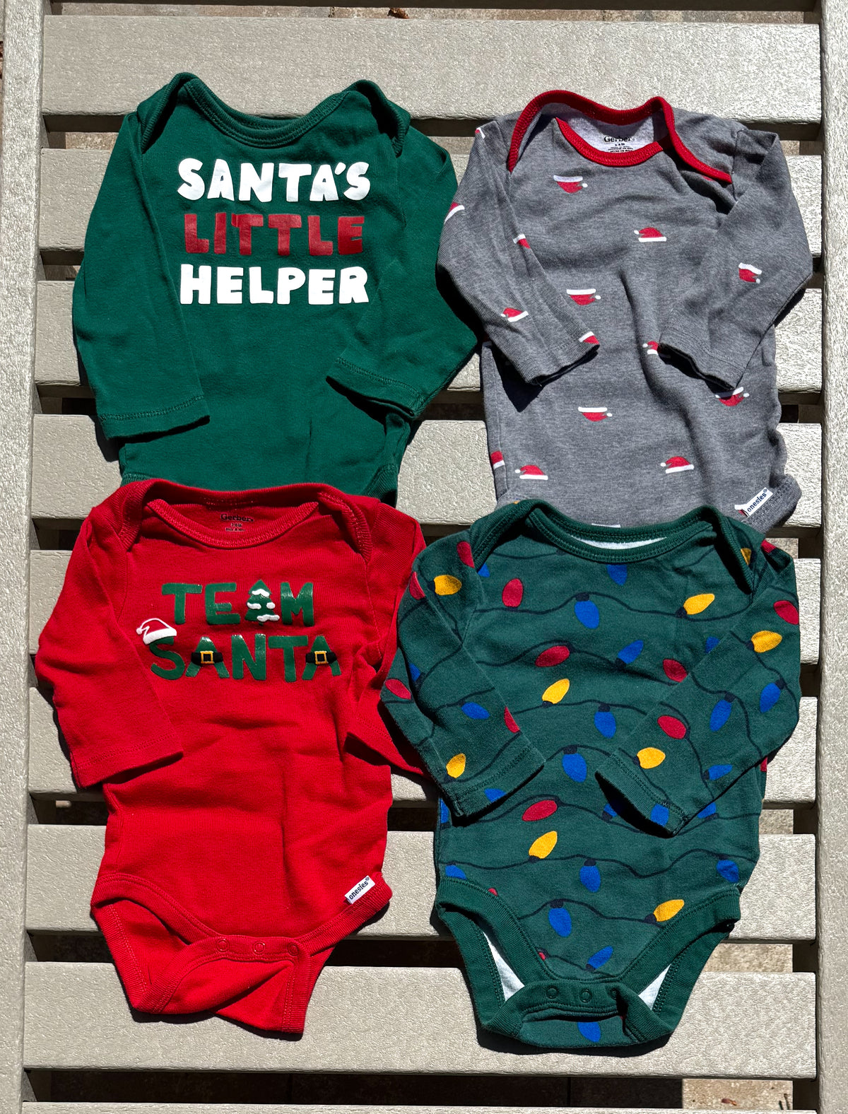 4 Christmas Onesies 3-6M